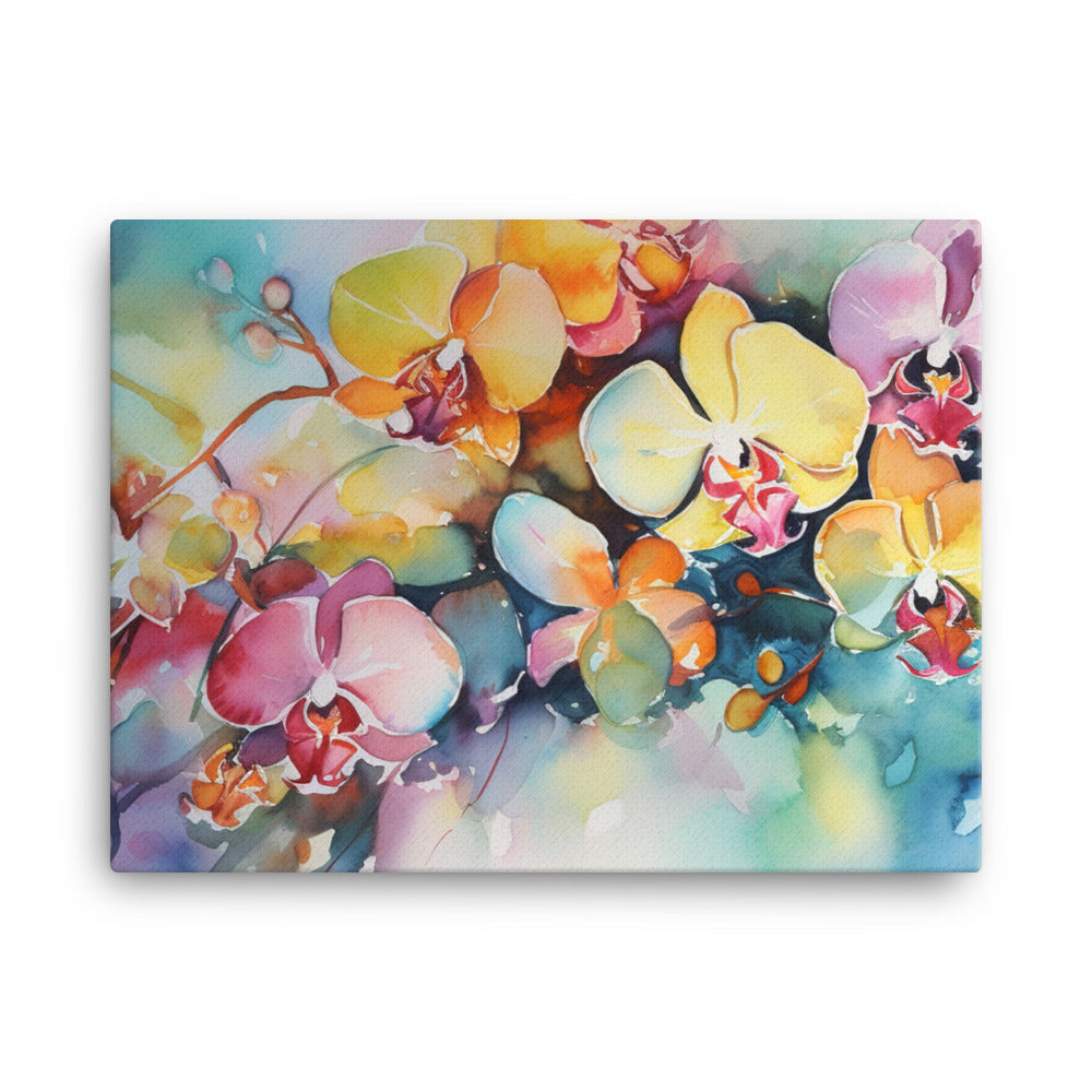 Orchids in Watercolors canvas - Posterfy.AI
