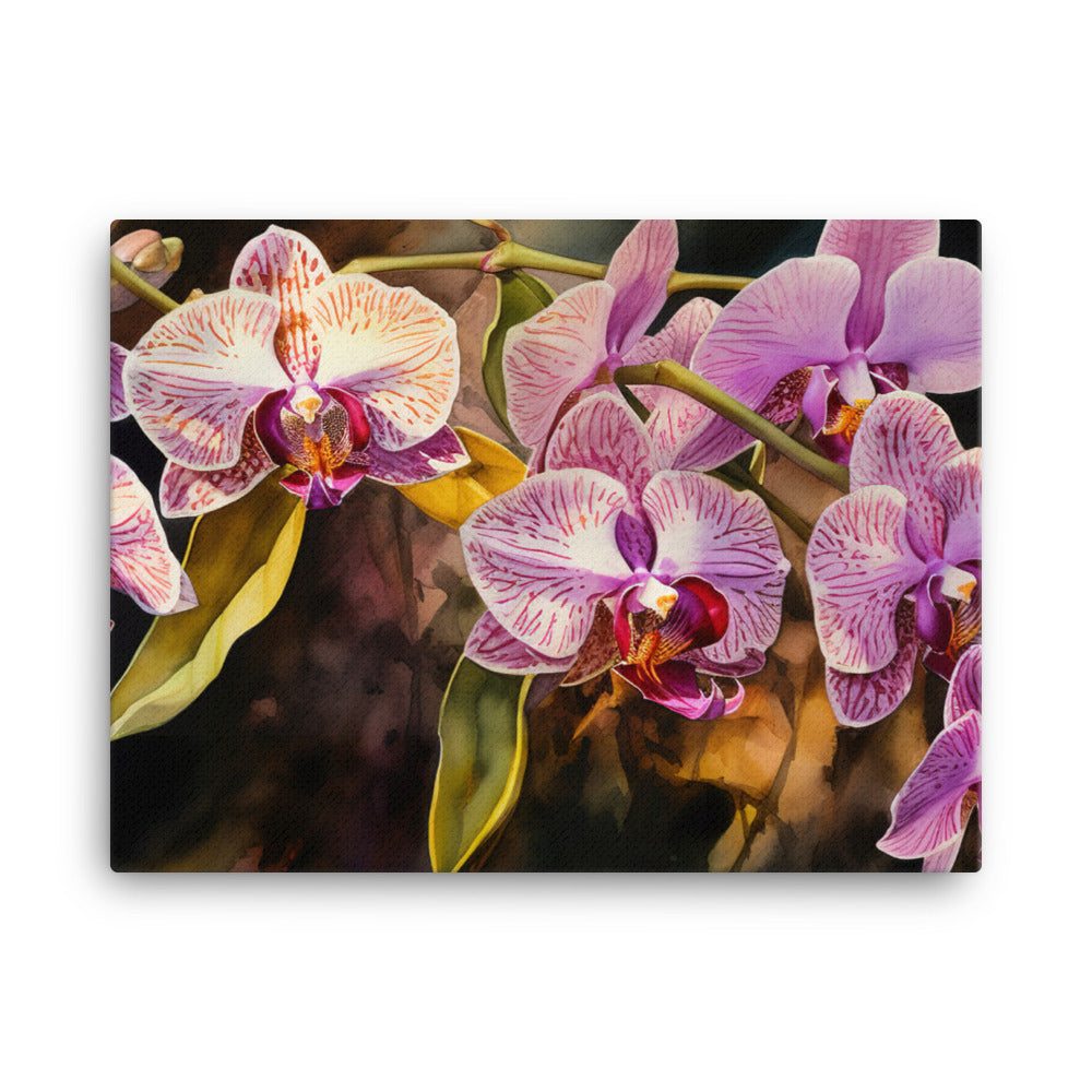 Orchids in Watercolor canvas - Posterfy.AI
