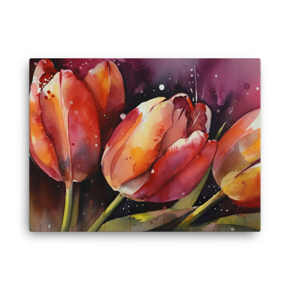 Exploring Tulips in Watercolors canvas - Posterfy.AI