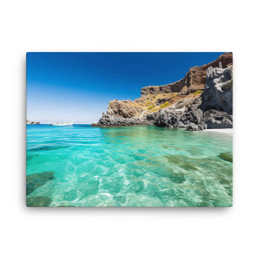 Turquoise Bliss at Santorini Beaches canvas - Posterfy.AI