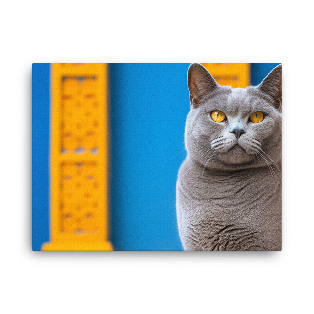 British Shorthair Cat Posing canvas - Posterfy.AI