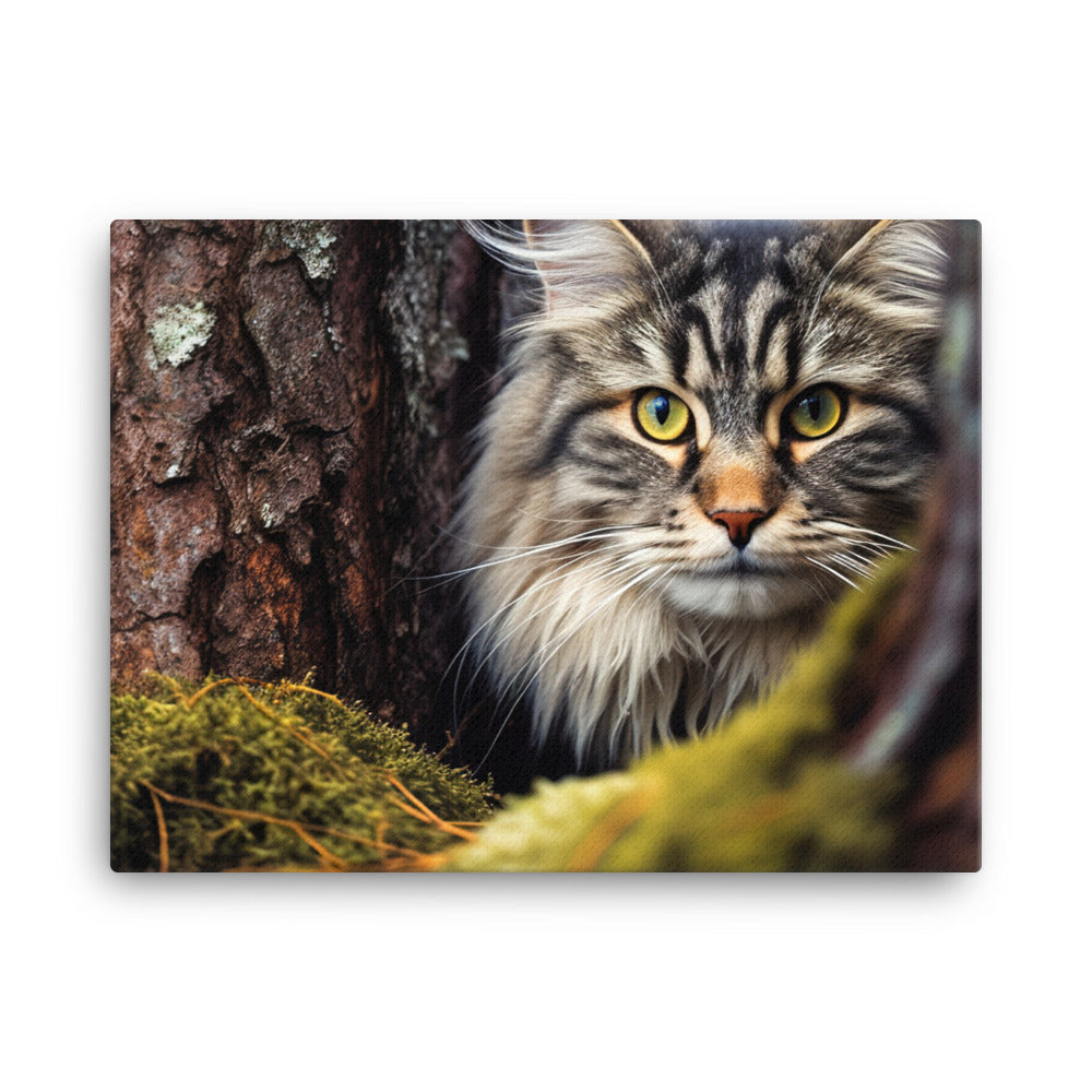Playful Norwegian Forest Cat canvas - Posterfy.AI