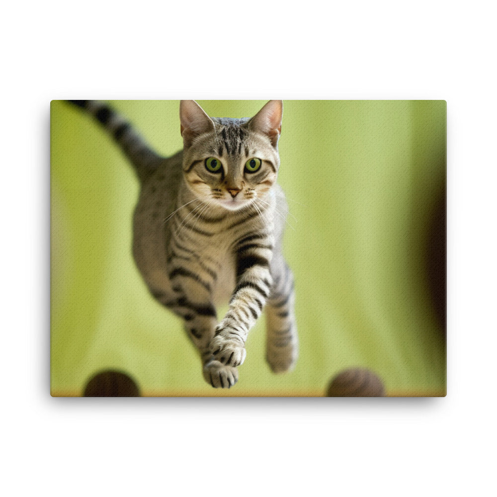 Egyptian Mau at Playtime canvas - Posterfy.AI