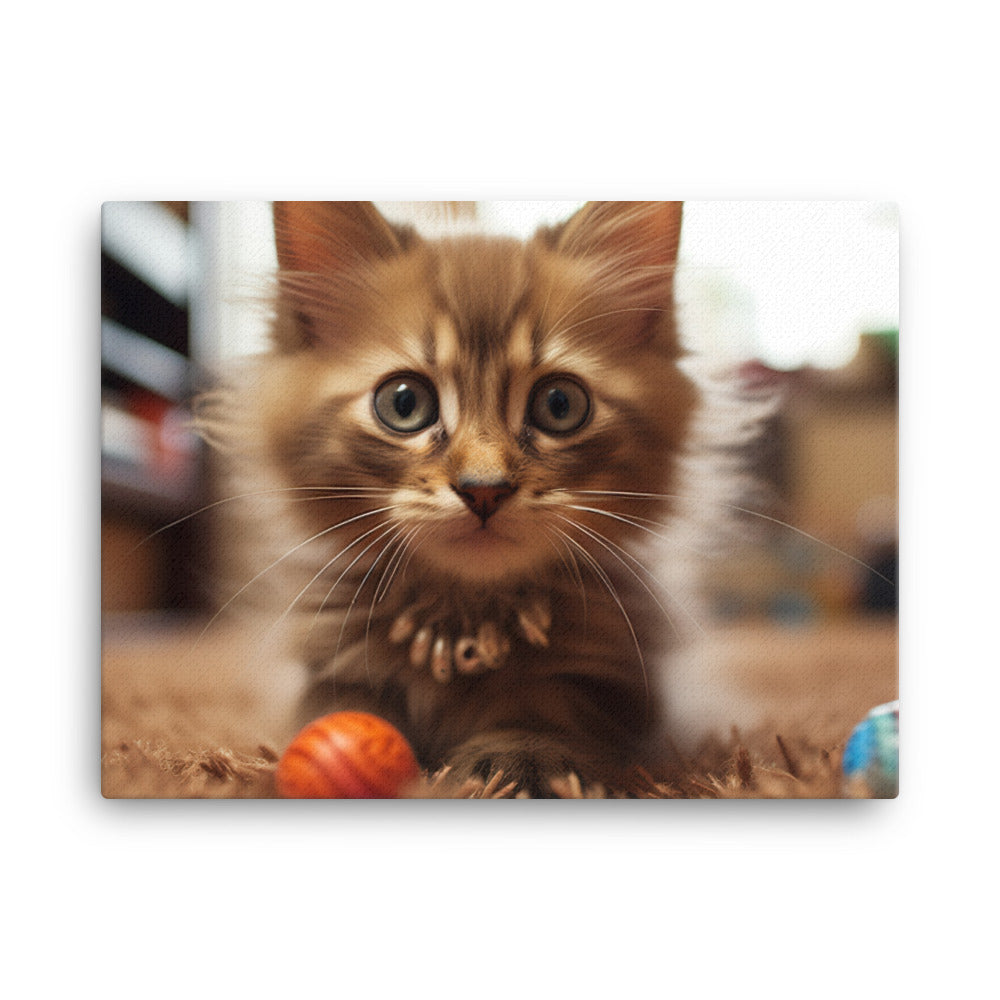 Inquisitive Somali Kitten canvas - Posterfy.AI