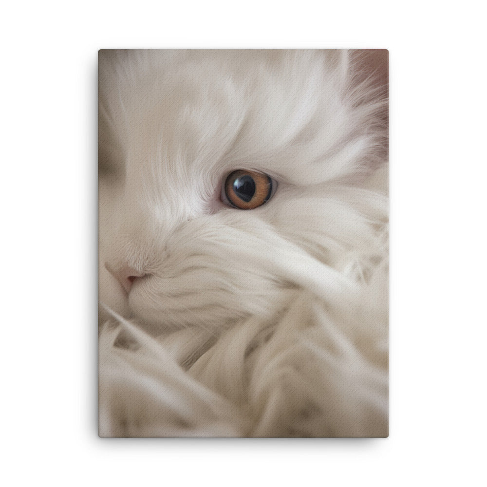 French Angora Bunnys Intricate Fur Detail Canvas - PosterfyAI.com