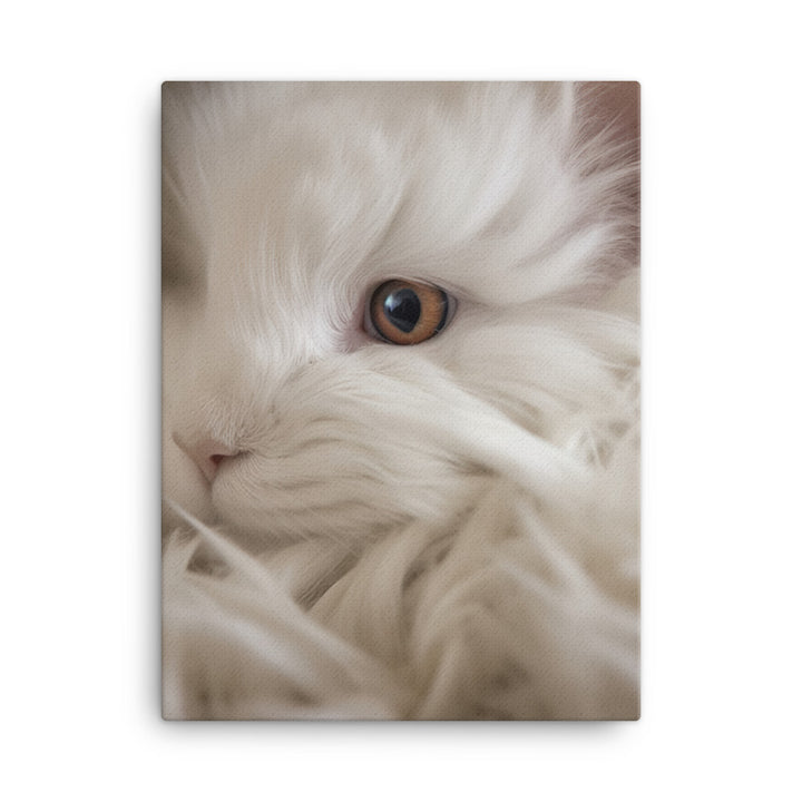 French Angora Bunnys Intricate Fur Detail Canvas - PosterfyAI.com