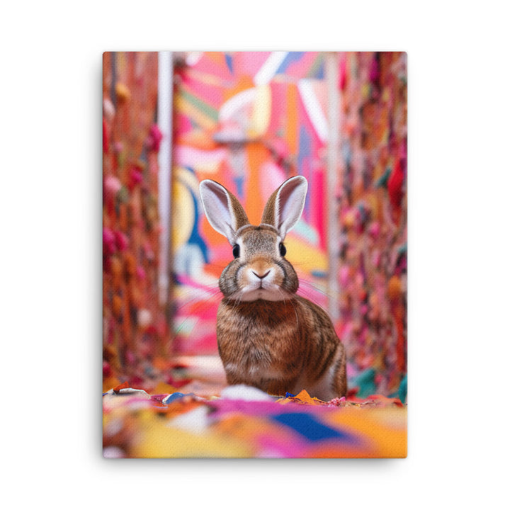 Playful English Spot Bunny Canvas - PosterfyAI.com