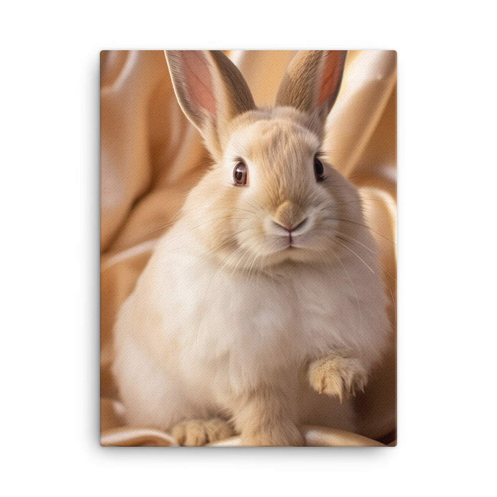 Mini Satin Bunnys Luxurious Presence Canvas - PosterfyAI.com