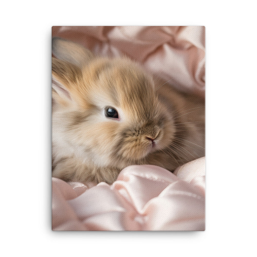 Mini Satin Bunnys Luxurious Presence Canvas - PosterfyAI.com