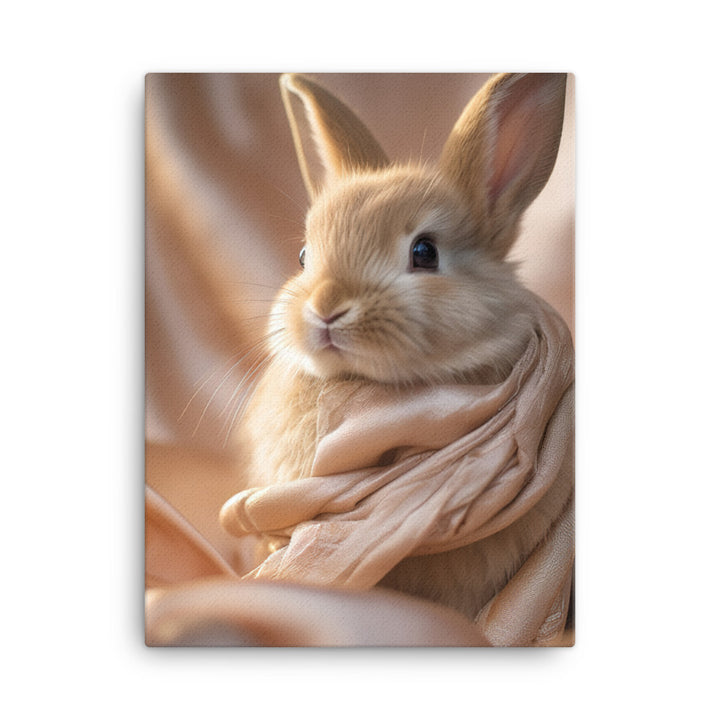 Mini Satin Bunnys Luxurious Presence Canvas - PosterfyAI.com