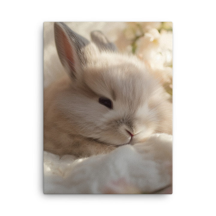 Mini Satin Bunny in Tranquil Bliss Canvas - PosterfyAI.com