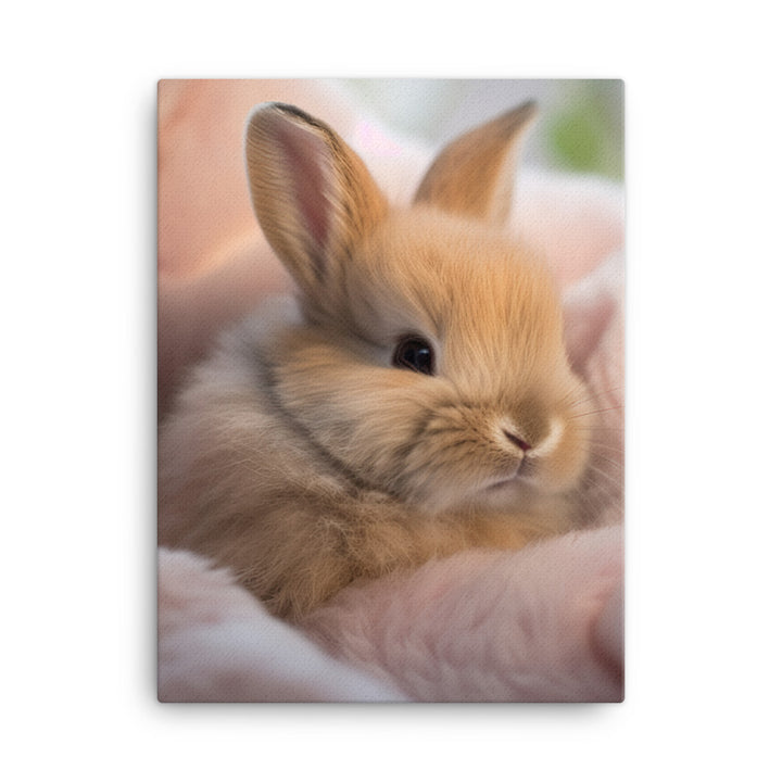 Mini Satin Bunny in Tranquil Bliss Canvas - PosterfyAI.com