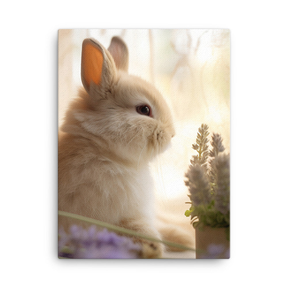 Mini Satin Bunny in Tranquil Bliss Canvas - PosterfyAI.com