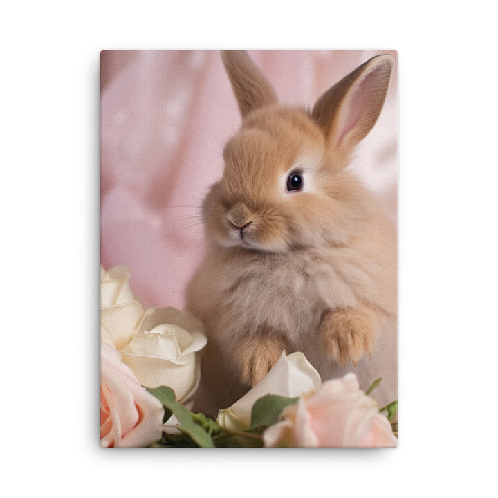 Mini Satin Bunny in Delicate Splendor Canvas - PosterfyAI.com