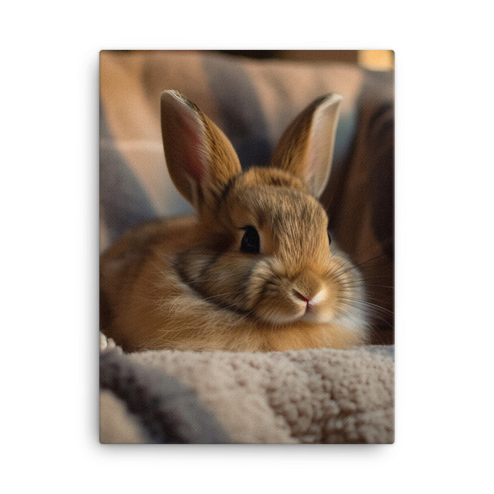 Rhinelander Bunny in a Cozy Setting Canvas - PosterfyAI.com