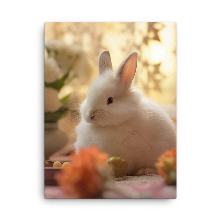 Dwarf Hotot Bunny in a Cozy Setting Canvas - PosterfyAI.com