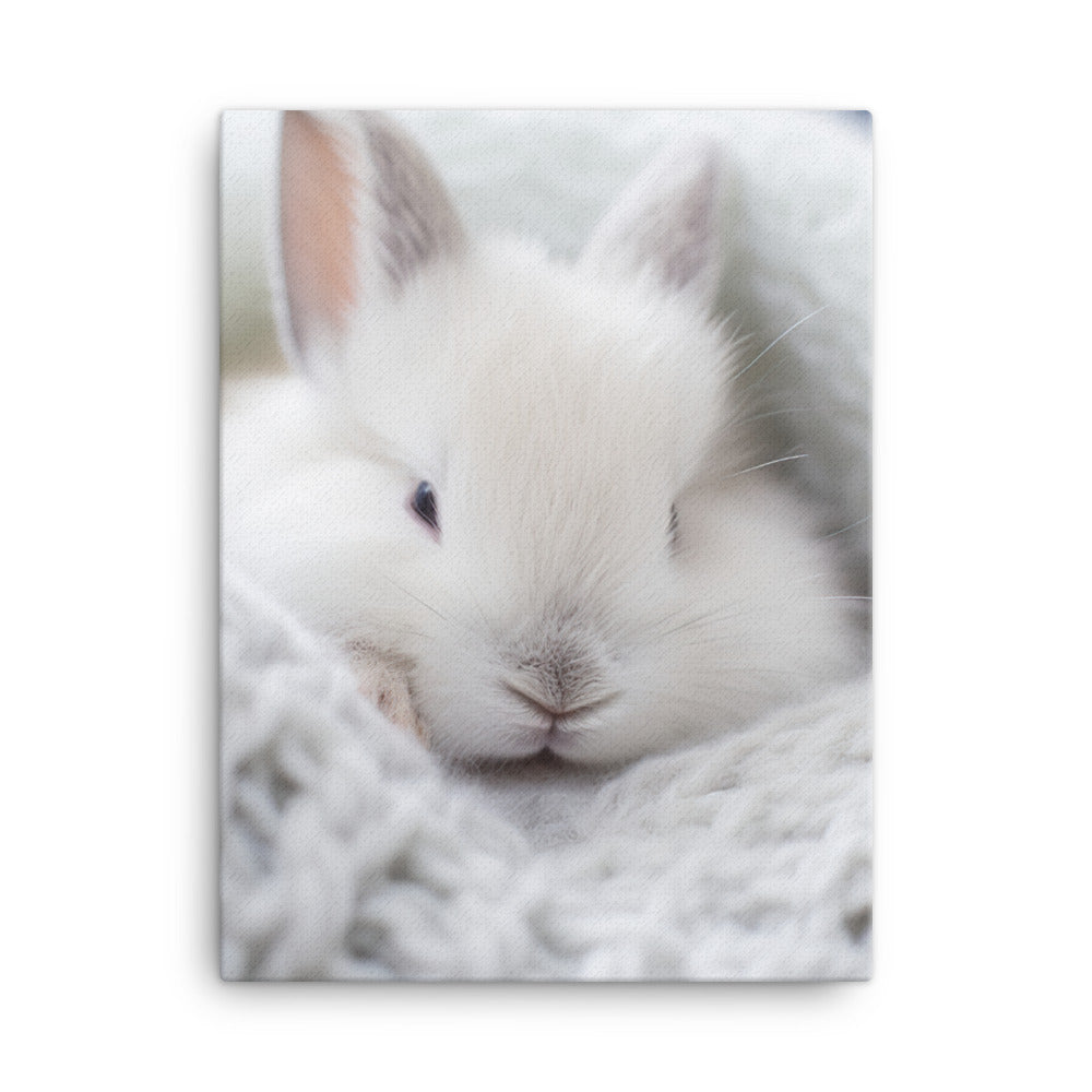 Dwarf Hotot Bunny in a Cozy Setting Canvas - PosterfyAI.com