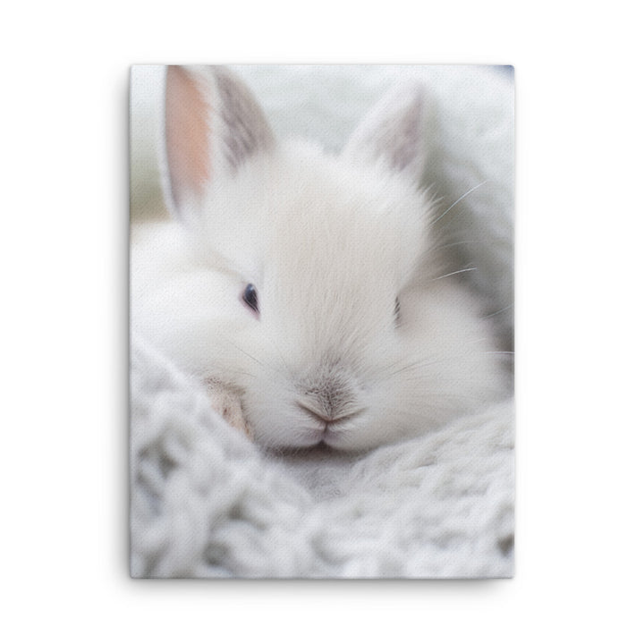 Dwarf Hotot Bunny in a Cozy Setting Canvas - PosterfyAI.com