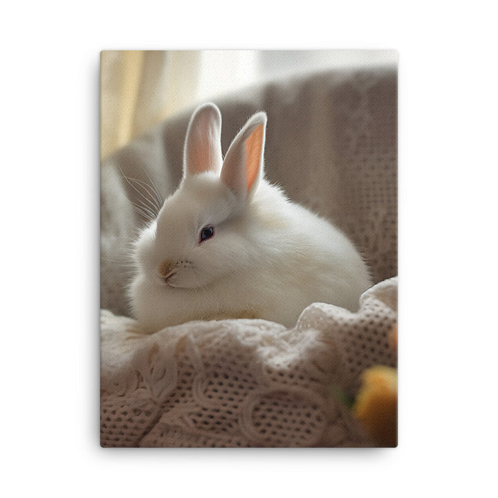 Dwarf Hotot Bunny in a Cozy Setting Canvas - PosterfyAI.com