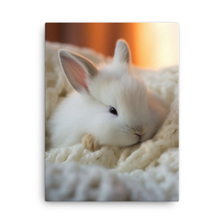 Dwarf Hotot Bunny in a Cozy Setting Canvas - PosterfyAI.com