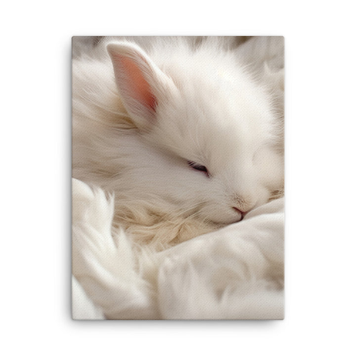 Satin Angora Bunny Enjoying a Playful Hop Canvas - PosterfyAI.com