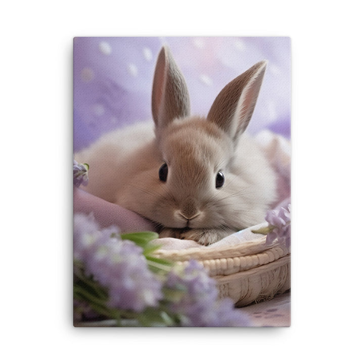 Lilac Bunny in a Cozy Setting Canvas - PosterfyAI.com