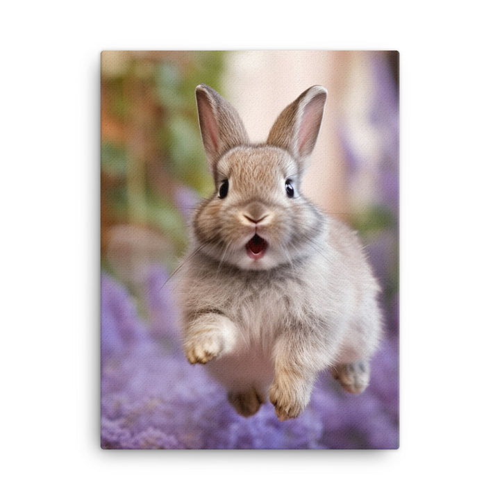 Lilac Bunny Enjoying a Playful Hop Canvas - PosterfyAI.com