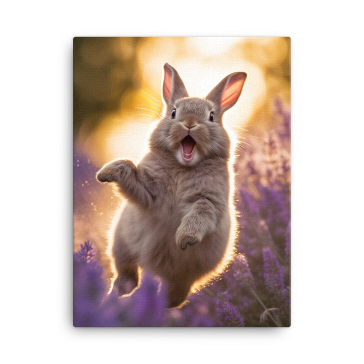 Lilac Bunny Enjoying a Playful Hop Canvas - PosterfyAI.com