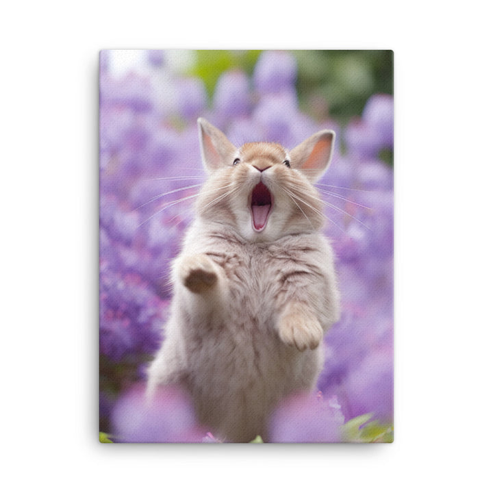 Lilac Bunny Enjoying a Playful Hop Canvas - PosterfyAI.com