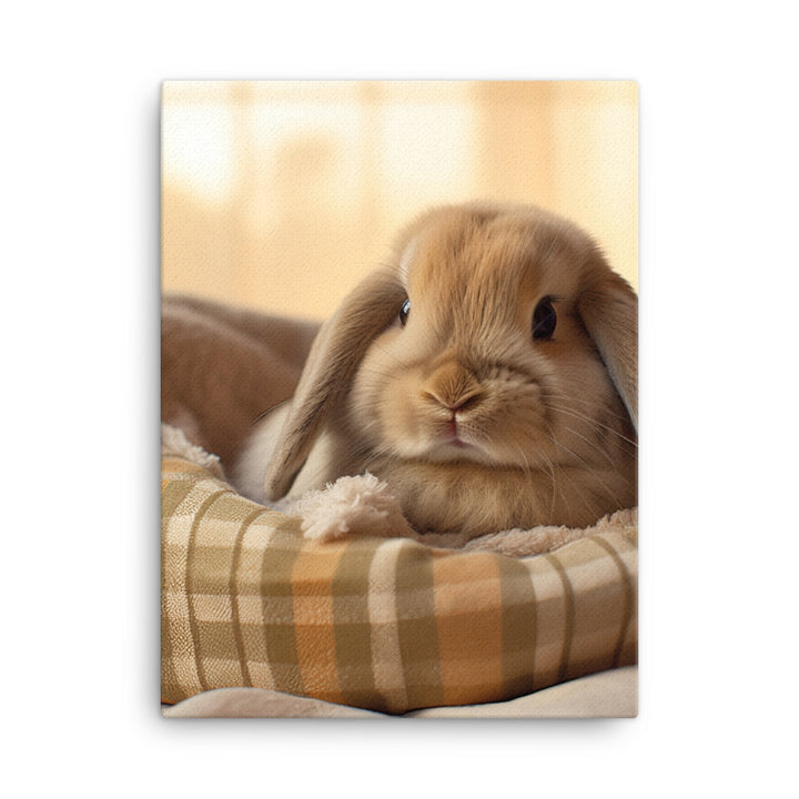 Mini Lop Bunny in a Cozy Setting Canvas - PosterfyAI.com