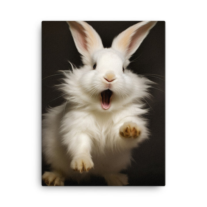 Lionhead Bunny Enjoying a Playful Hop Canvas - PosterfyAI.com