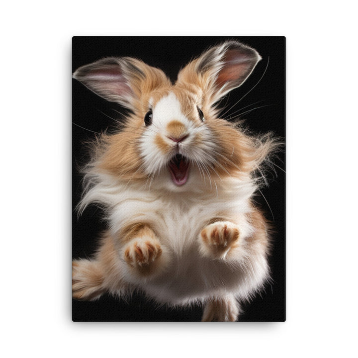 Lionhead Bunny Enjoying a Playful Hop Canvas - PosterfyAI.com