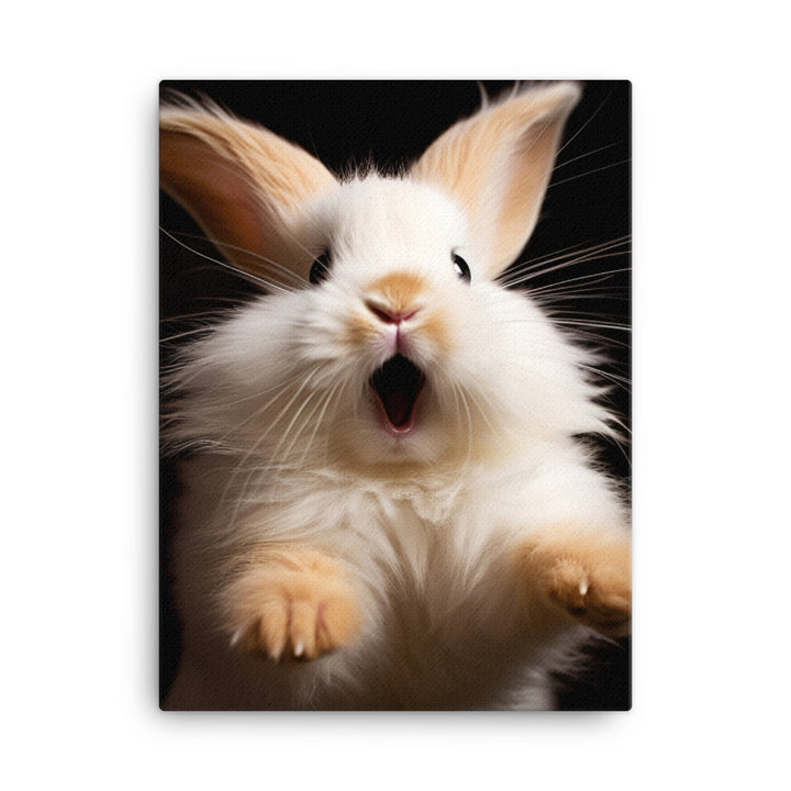 Lionhead Bunny Enjoying a Playful Hop Canvas - PosterfyAI.com