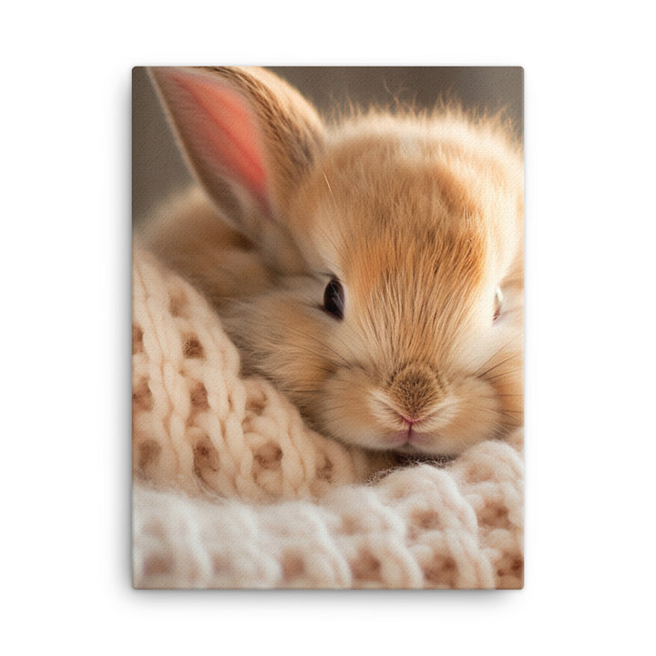 Jersey Wooly Bunny in a Cozy Setting Canvas - PosterfyAI.com