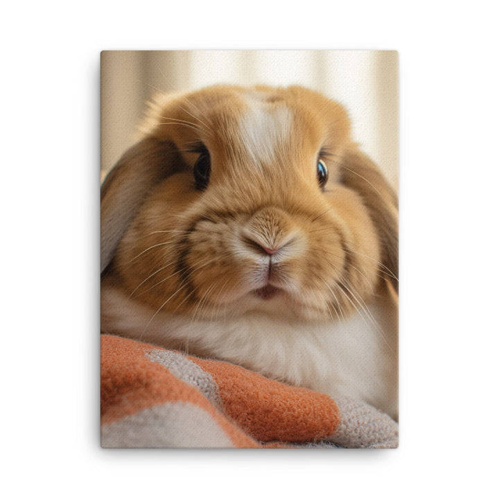 Holland Lop Bunny in a Cozy Setting Canvas - PosterfyAI.com