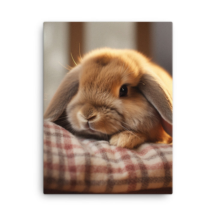 Holland Lop Bunny in a Cozy Setting Canvas - PosterfyAI.com