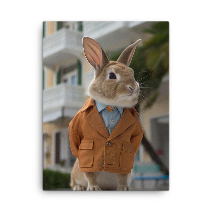 Havana Bunny with a Stylish Pose Canvas - PosterfyAI.com