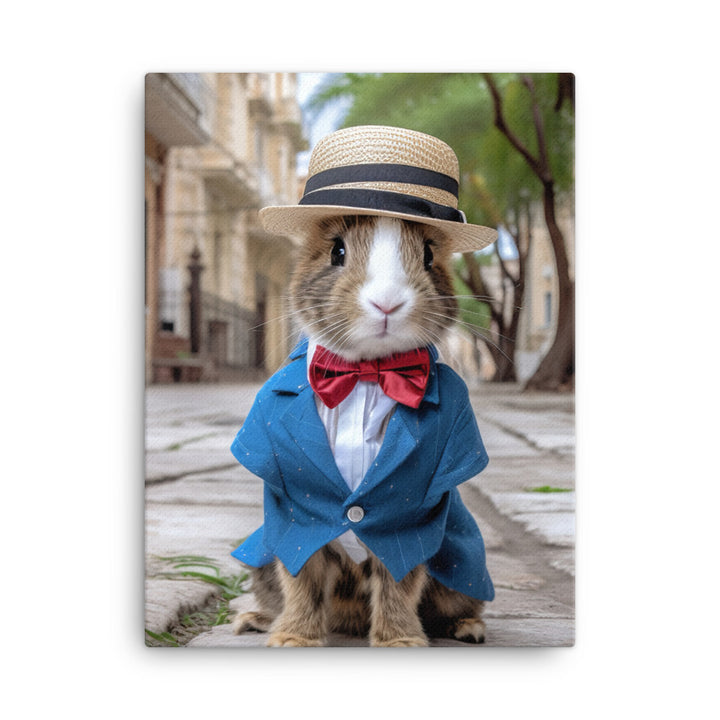 Havana Bunny with a Stylish Pose Canvas - PosterfyAI.com