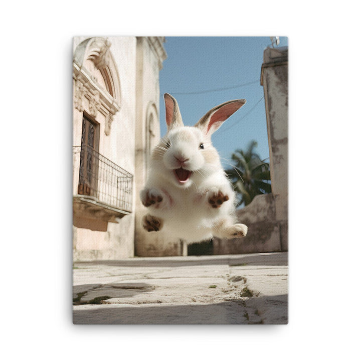Havana Bunny Enjoying a Playful Hop Canvas - PosterfyAI.com