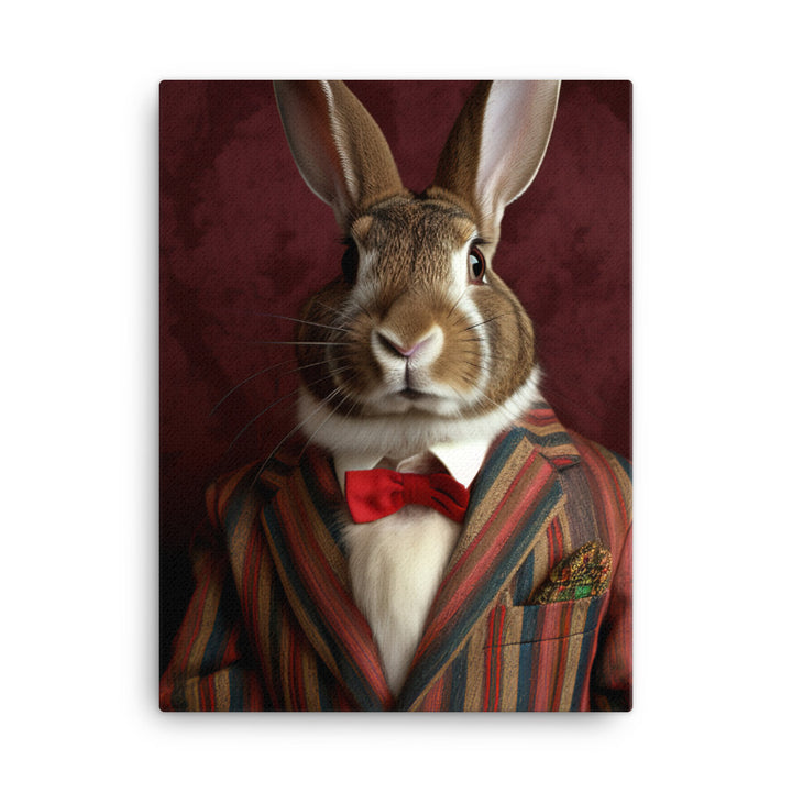 Harlequin Bunny with a Stylish Pose Canvas - PosterfyAI.com