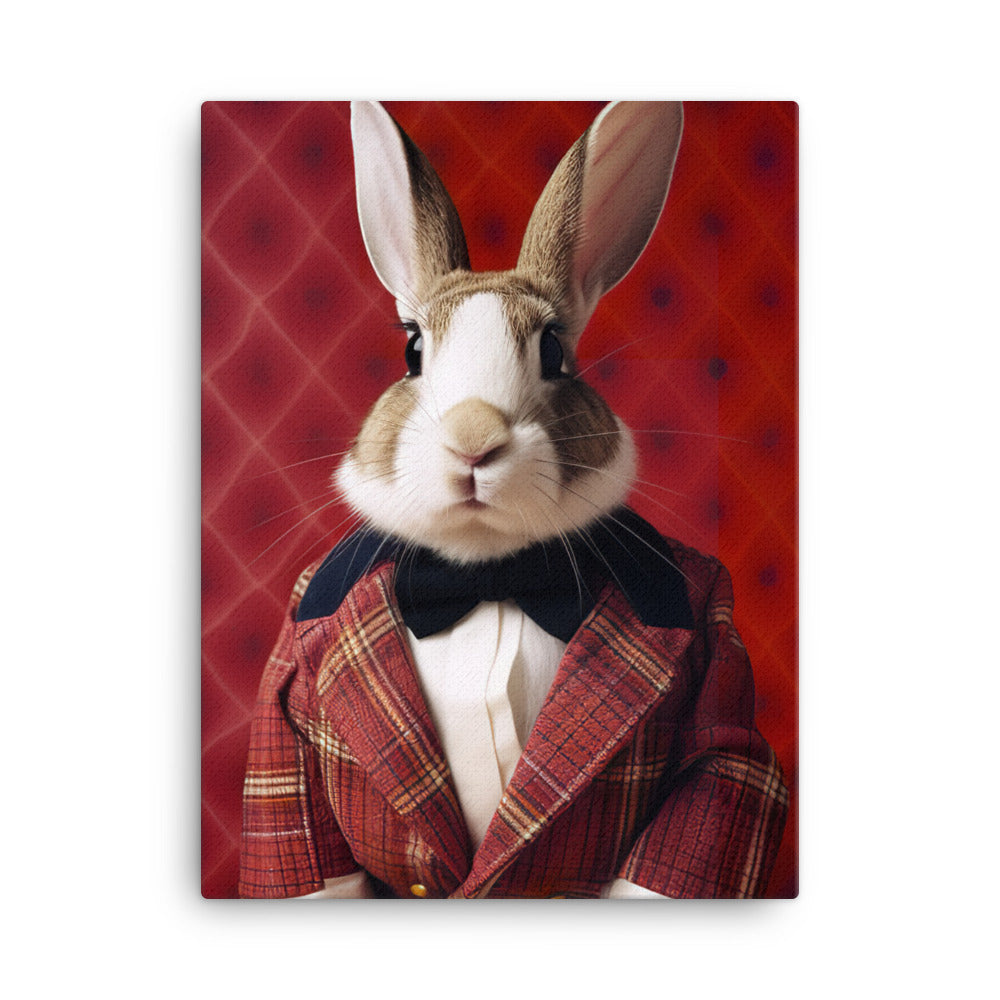 Harlequin Bunny with a Stylish Pose Canvas - PosterfyAI.com