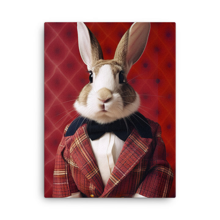 Harlequin Bunny with a Stylish Pose Canvas - PosterfyAI.com