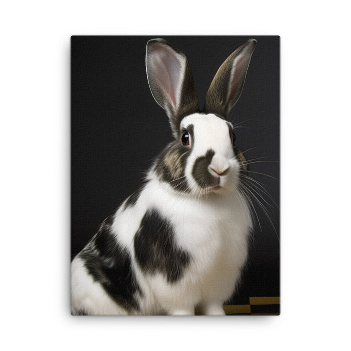 Harlequin Bunny with a Stylish Pose Canvas - PosterfyAI.com