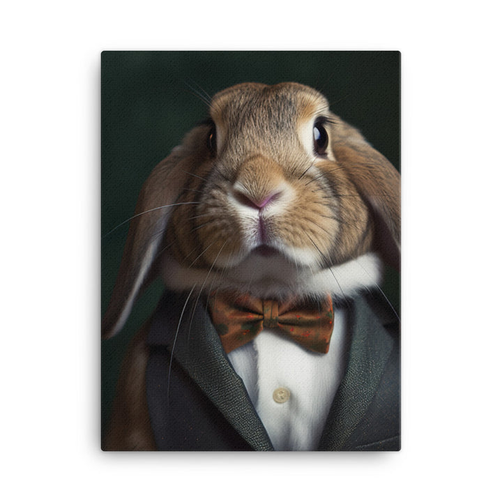 English Lop Bunny with a Stylish Pose Canvas - PosterfyAI.com