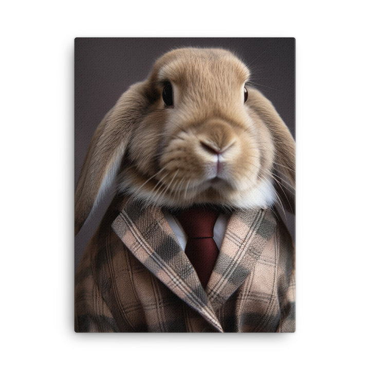 English Lop Bunny with a Stylish Pose Canvas - PosterfyAI.com