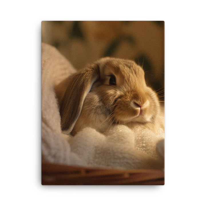 English Lop Bunny in a Cozy Setting Canvas - PosterfyAI.com