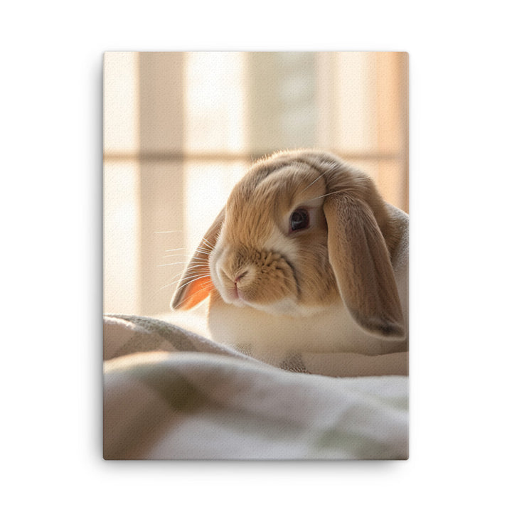 English Lop Bunny in a Cozy Setting Canvas - PosterfyAI.com
