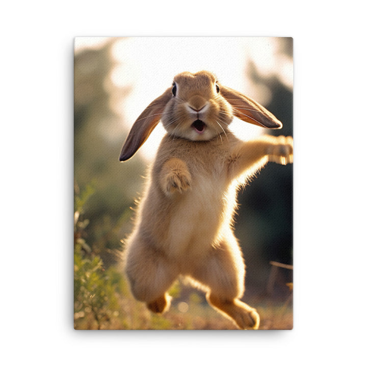 English Lop Bunny Enjoying a Playful Hop Canvas - PosterfyAI.com