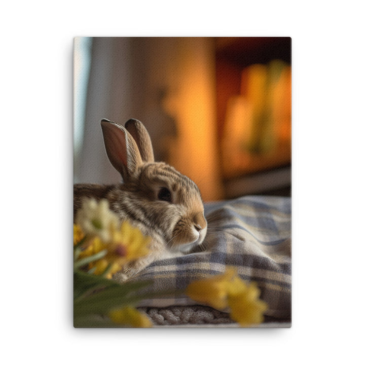 Dutch Bunny in a Cozy Setting Canvas - PosterfyAI.com
