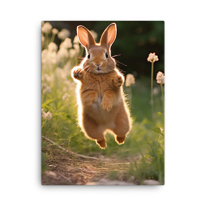 Dutch Bunny Enjoying a Playful Hop Canvas - PosterfyAI.com